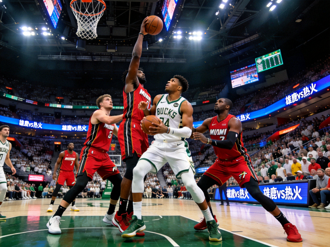 NBA直播密尔沃基雄鹿对阵迈阿密热火的比赛现场画面